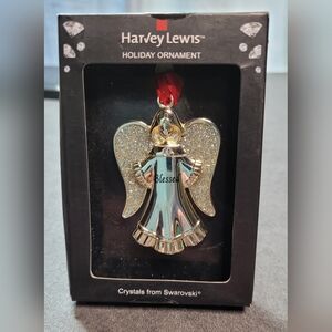 Harvey Lewis Swarovski Crystal Angel BLESSED Holiday Ornament